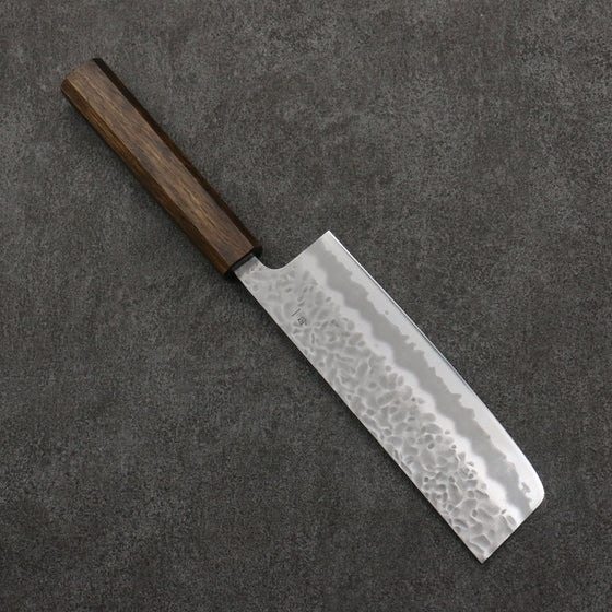 Oul White Steel No.1 Hammered Nakiri  165mm Oak Handle - Seisuke Knife