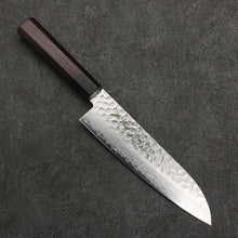  Oul VG10 Hammered Damascus Santoku  180mm Rosewood Handle - Seisuke Knife