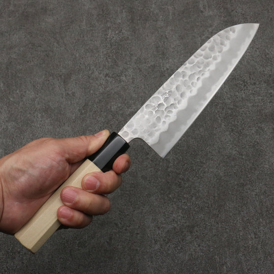 Oul White Steel No.2 Hammered Santoku  165mm Magnolia Handle - Seisuke Knife