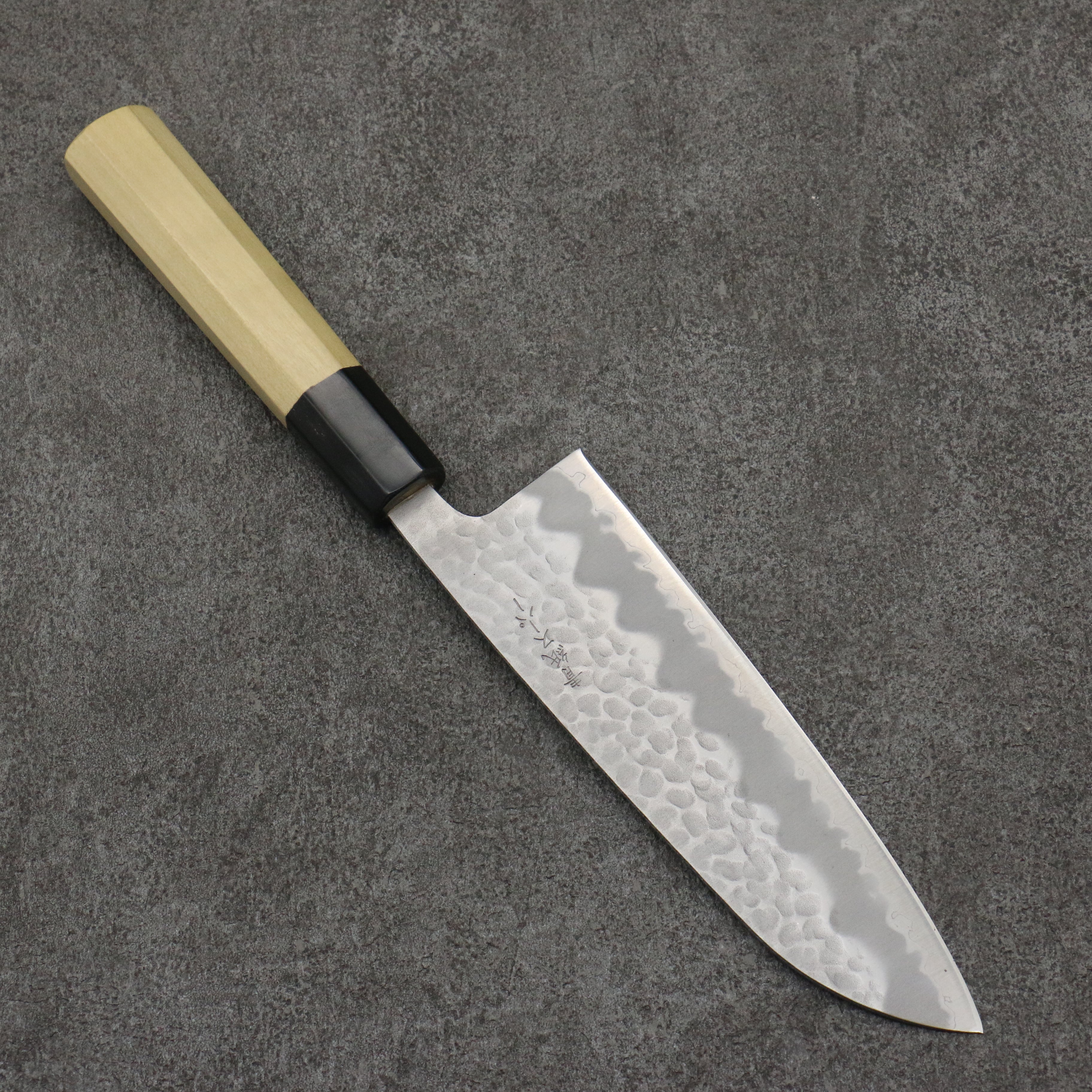Oul Blue Super Hammered Santoku  165mm Magnolia Handle - Seisuke Knife