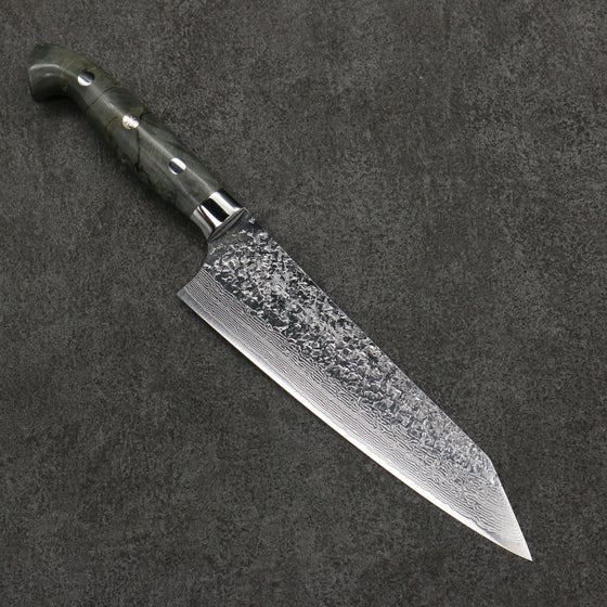 Yu Kurosaki Shizuku SG2 Hammered Damascus Kiritsuke Gyuto  180mm Gray Stablilized Wood Handle - Seisuke Knife