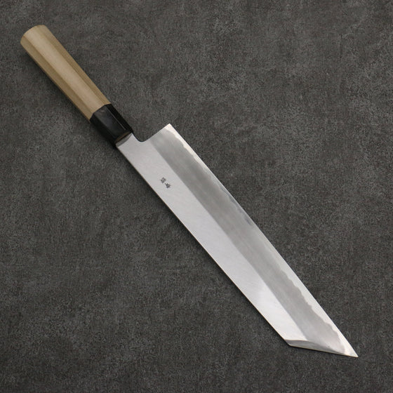 Sakai Takayuki Gold Filled Engraving by Kubota Fuji and Sunset Blue Steel No.2 Kiritsuke Gyuto  270mm Magnolia  (Ferrule: Water Buffalo Horn) Handle - Seisuke Knife