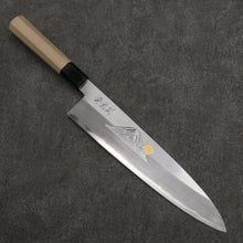  Sakai Takayuki Gold Filled Engraving by Kubota Fuji and Sunset Blue Steel No.2 Gyuto  270mm Magnolia  (Ferrule: Water Buffalo Horn) Handle - Seisuke Knife