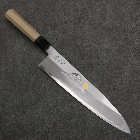 Sakai Takayuki Gold Filled Engraving by Kubota Fuji and Sunset Blue Steel No.2 Gyuto  270mm Magnolia  (Ferrule: Water Buffalo Horn) Handle - Seisuke Knife