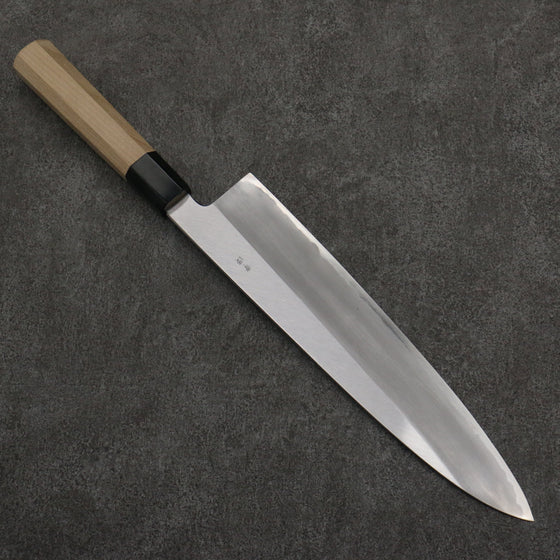 Sakai Takayuki Gold Filled Engraving by Kubota Fuji and Sunset Blue Steel No.2 Gyuto  270mm Magnolia  (Ferrule: Water Buffalo Horn) Handle - Seisuke Knife