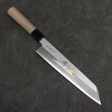  Sakai Takayuki Gold Filled Engraving by Kubota Fuji and Sunset Blue Steel No.2 Kiritsuke Gyuto  240mm Magnolia  (Ferrule: Water Buffalo Horn) Handle - Seisuke Knife