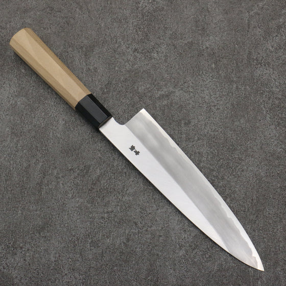 Sakai Takayuki Gold Filled Engraving by Kubota Fuji and Sunset Blue Steel No.2 Gyuto  210mm Magnolia  (Ferrule: Water Buffalo Horn) Handle - Seisuke Knife