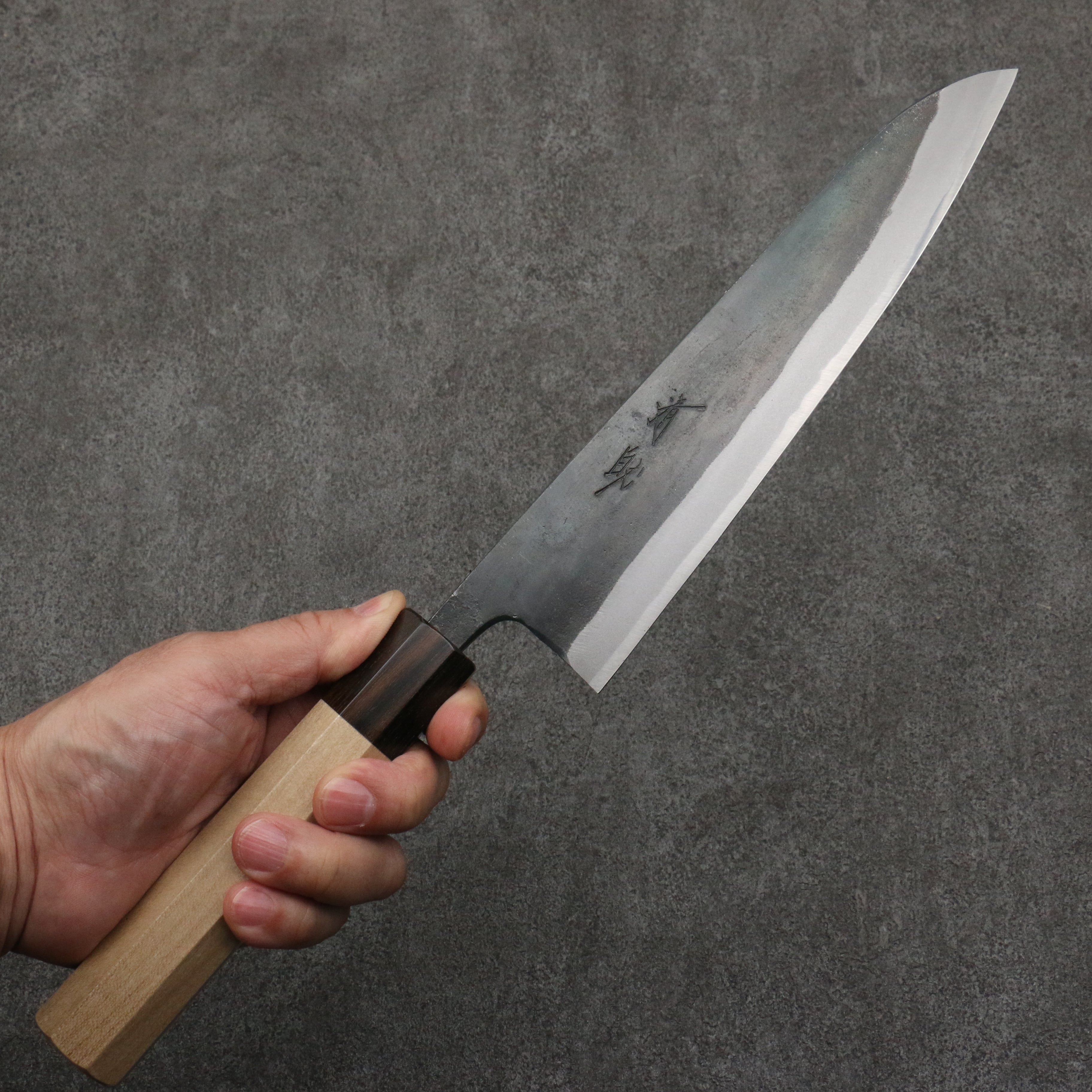 Seisuke Blue Steel No.1 Black Finished Gyuto 210mm Magnolia (Ferrule: Ebony) Handle - Seisuke Knife