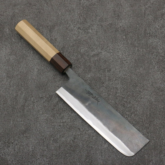 Seisuke Blue Steel No.1 Black Finished Nakiri  165mm Magnolia (Ferrule: Ebony) Handle - Seisuke Knife