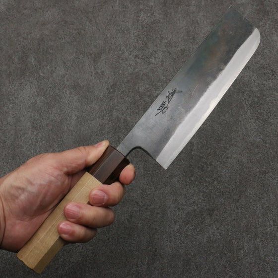 Seisuke Blue Steel No.1 Black Finished Nakiri  165mm Magnolia (Ferrule: Ebony) Handle - Seisuke Knife