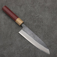  Seisuke Blue Steel No.2 Black Finished Santoku  170mm Purpleheart (Ferrule: Oak) Handle - Seisuke Knife