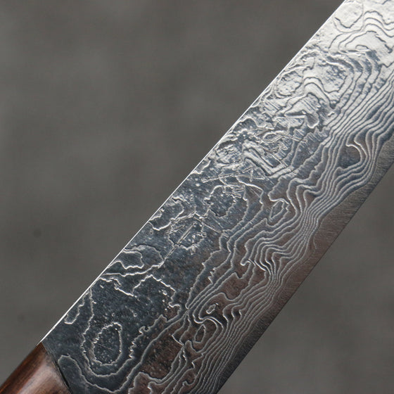 Takeshi Saji Steak Knife and Fork Set SG2 Damascus Diamond Finish  125mm Ironwood Handle - Seisuke Knife