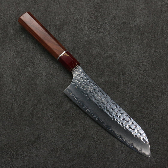 Yu Kurosaki Senko Ryu SG2 Hammered Santoku  170mm Rosewood (Ferrule: Red Turquoise) Handle - Seisuke Knife