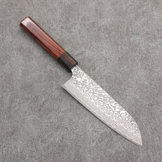 Yoshimi Kato SG2 Black Damascus Santoku  170mm Rosewood (Ferrule: Ebony) Handle - Seisuke Knife