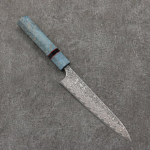  Yoshimi Kato SG2 Black Damascus Petty-Utility  150mm Blue Stabilized Wood (With Black Ring) Handle - Seisuke Knife