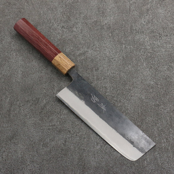 Seisuke Blue Steel No.2 Black Finished Nakiri  165mm Purpleheart (Ferrule: Oak) Handle - Seisuke Knife