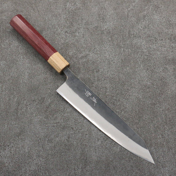 Seisuke Blue Steel No.2 Black Finished Kiritsuke Gyuto  210mm Purpleheart (Ferrule: Oak) Handle - Seisuke Knife