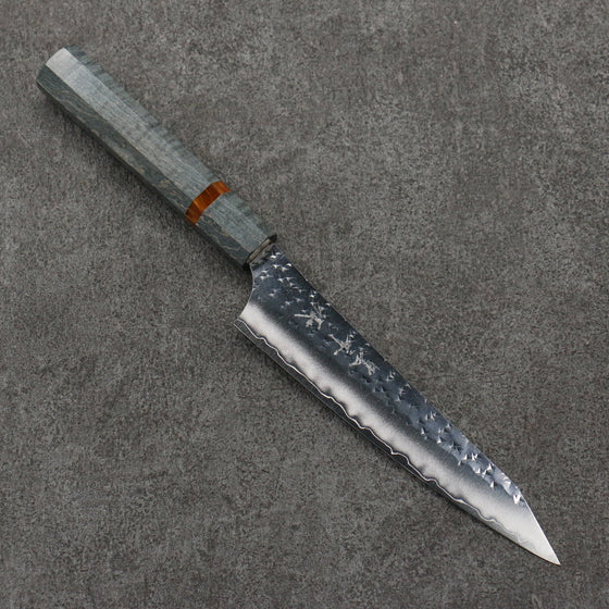 Yu Kurosaki Senko Ei SG2 Hammered Petty-Utility  150mm Stabilized wood (With Acrylic Ring) Handle - Seisuke Knife