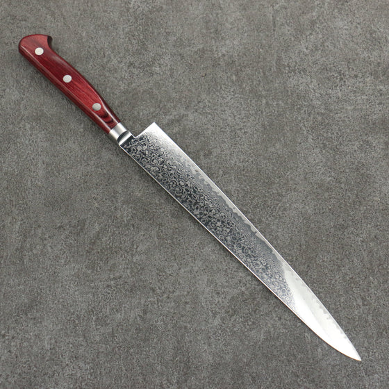 Seisuke AUS10 Damascus Sujihiki  240mm Red Pakka wood Handle - Seisuke Knife