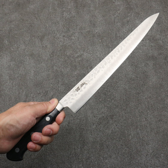 Seisuke AUS8 Hammered Sujihiki  240mm Black Pakka wood Handle - Seisuke Knife