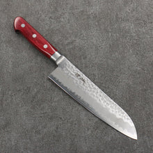  Seisuke Blue Super Hammered Gyuto  180mm Red Pakka wood Handle - Seisuke Knife