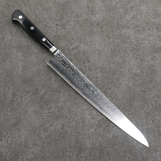 Seisuke Nami AUS10 Mirrored Finish Damascus Sujihiki  240mm Black Pakka wood Handle - Seisuke Knife