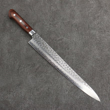  Seisuke Swedish Steel-stn Hammered Sujihiki  270mm Mahogany Handle - Seisuke Knife