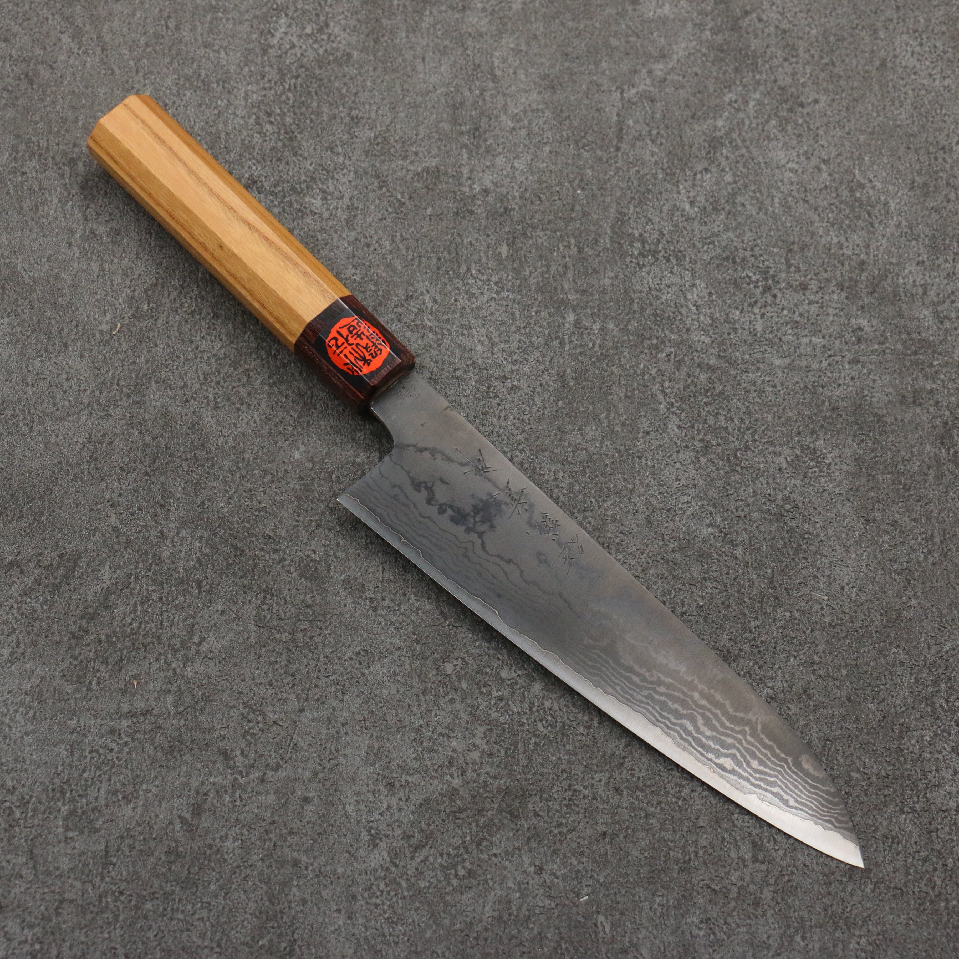 Shigeki Tanaka VG10 Damascus Black Dye Gyuto 210mm Keyaki Elm Handle - Seisuke Knife