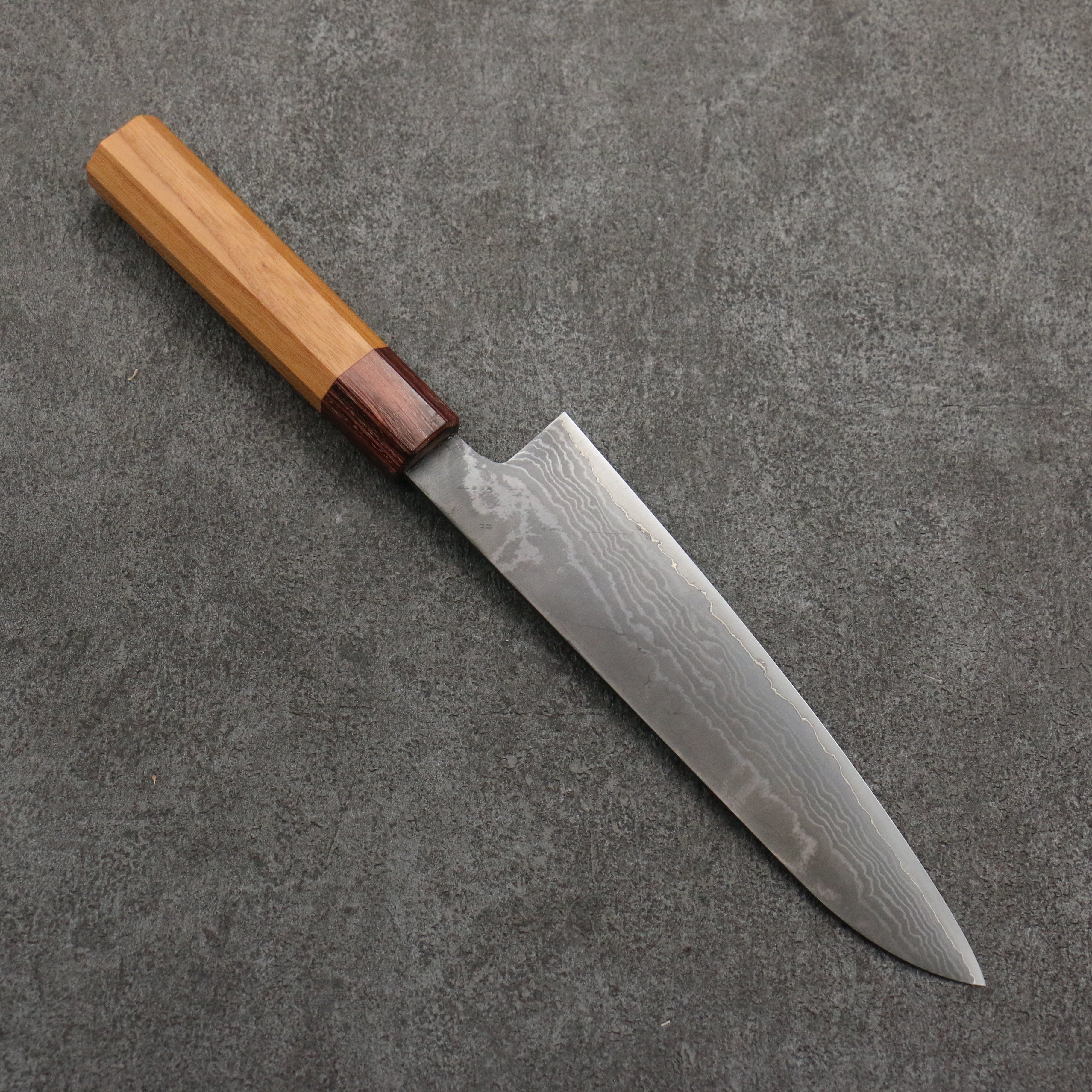 Shigeki Tanaka VG10 Damascus Black Dye Gyuto 210mm Keyaki Elm Handle - Seisuke Knife