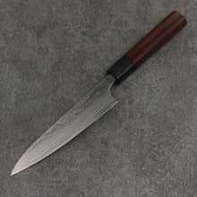  Nao Yamamoto SG2 Damascus Migaki Finished Petty-Utility  135mm Rosewood (Ferrule: Black Pakka Wood) Handle - Seisuke Knife