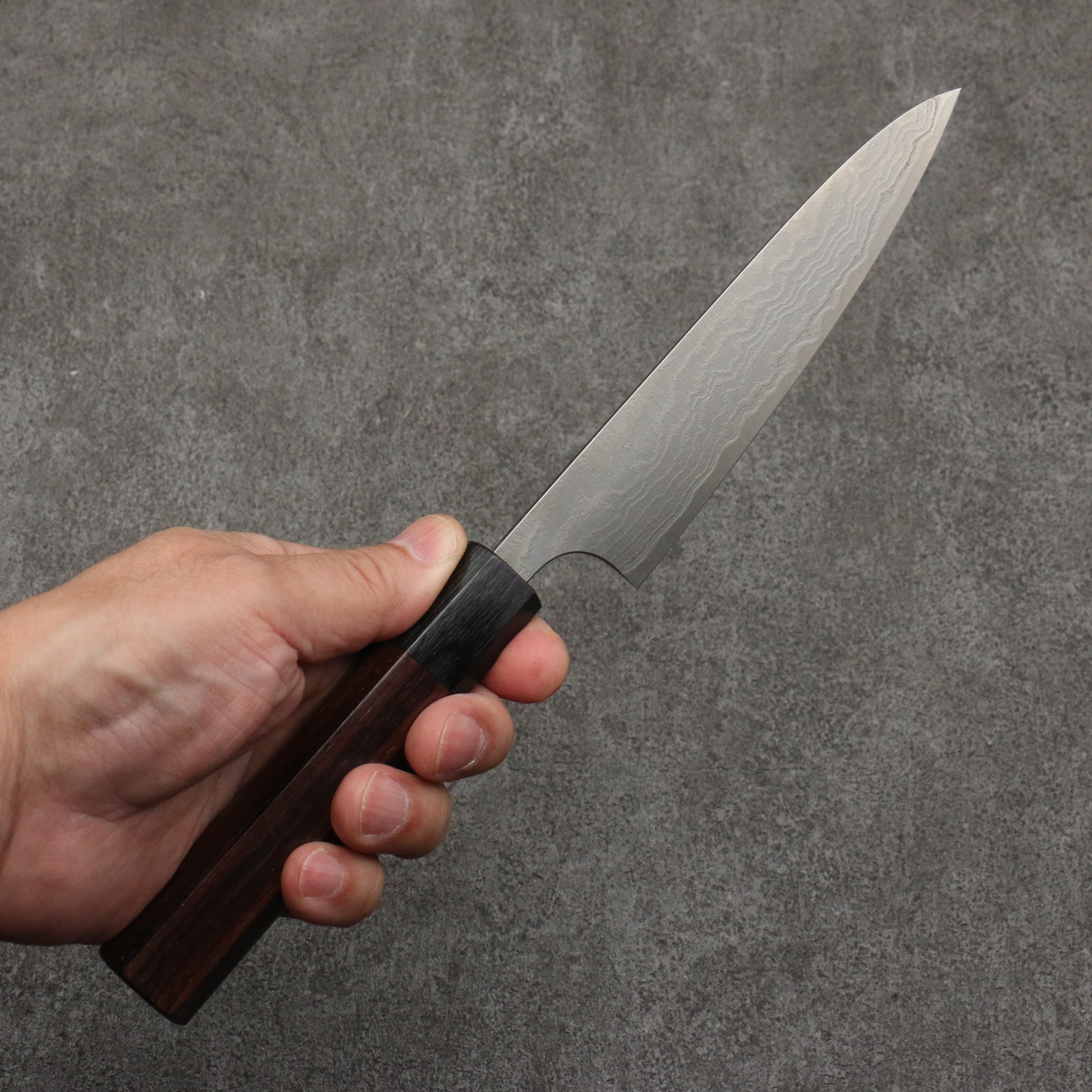 Nao Yamamoto SG2 Damascus Migaki Petty-Utility 135mm Shitan & Black Pakkawood Handle - Seisuke Knife
