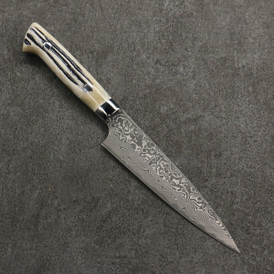 Takeshi Saji SG2 Black Damascus Petty-Utility  150mm White Deer Horn Handle - Seisuke Knife