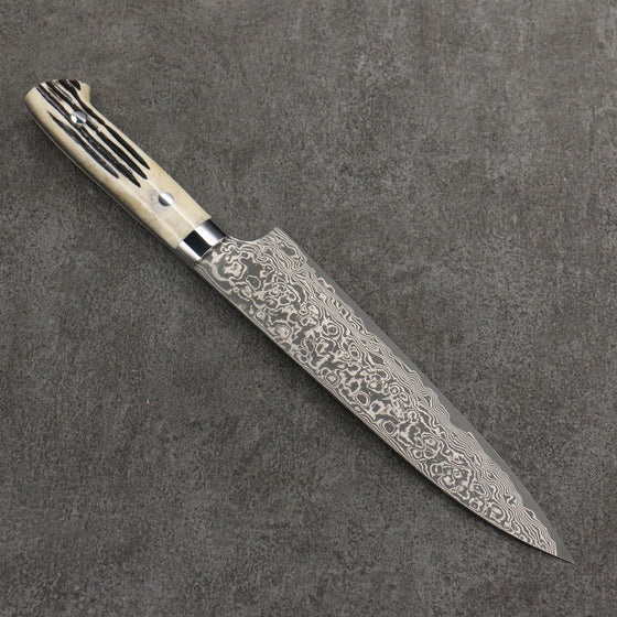 Takeshi Saji SG2 Black Damascus Gyuto  210mm White Deer Horn Handle - Seisuke Knife