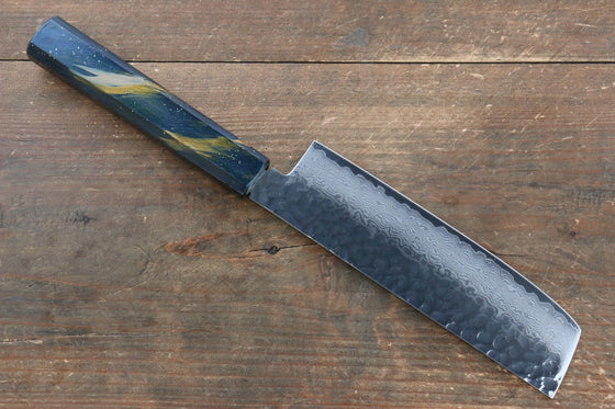 Sakai Takayuki VG10 33 Layer Damascus Nakiri 160mm Live oak Lacquered (Saiseki) Handle - Seisuke Knife