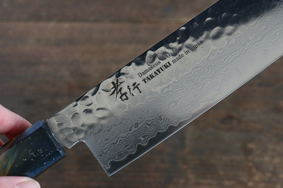 Sakai Takayuki VG10 33 Layer Damascus Nakiri 160mm Live oak Lacquered (Saiseki) Handle - Seisuke Knife