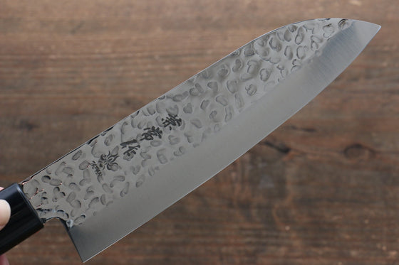 Kanetsune DSR-1K6 Hammered Santoku 165mm Red Pakka wood Handle - Seisuke Knife