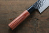 Kanetsune DSR-1K6 Hammered Santoku 165mm Red Pakka wood Handle - Seisuke Knife