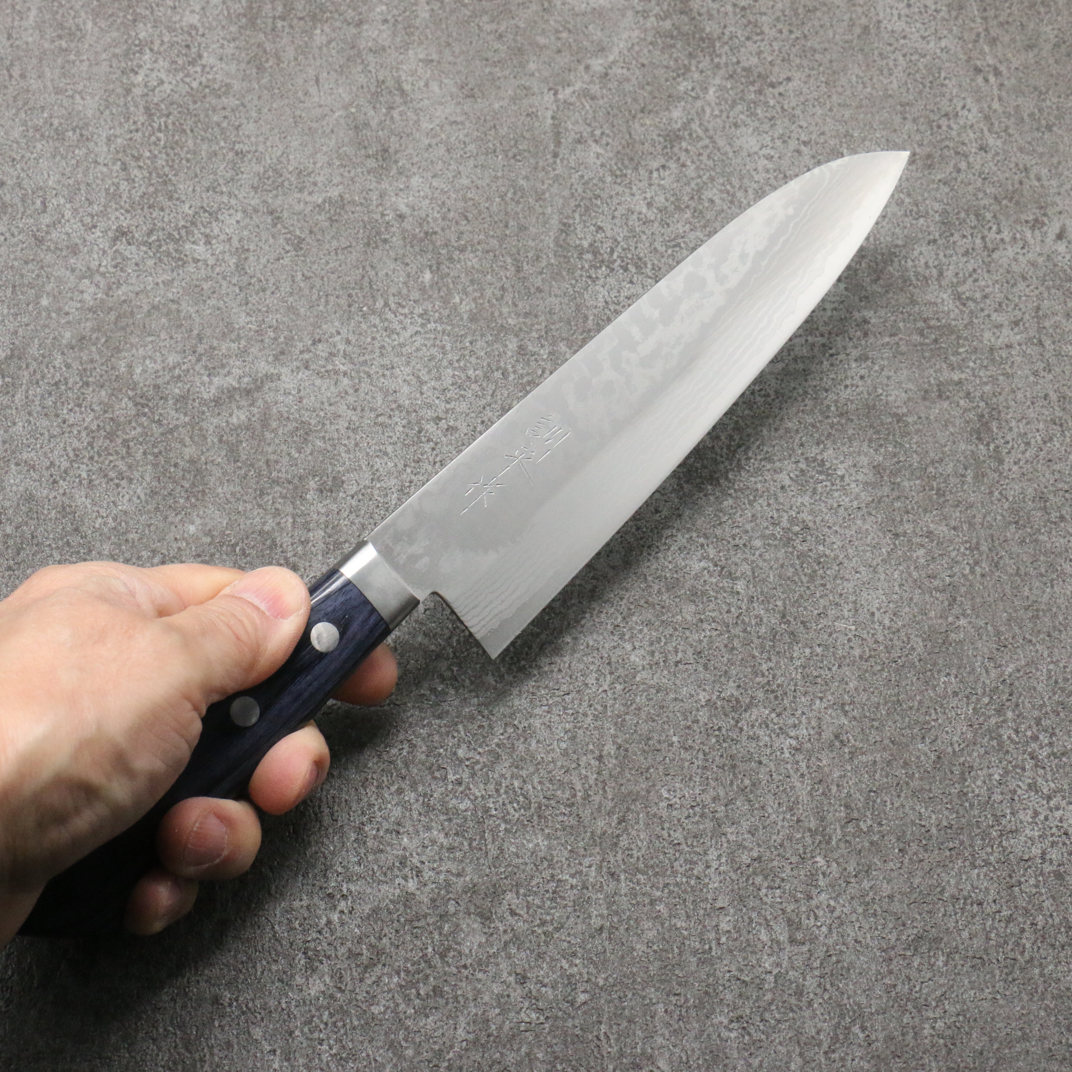 Kunihira Sairyu VG10 Damascus Gyuto  180mm Navy blue Pakka wood Handle - Seisuke Knife