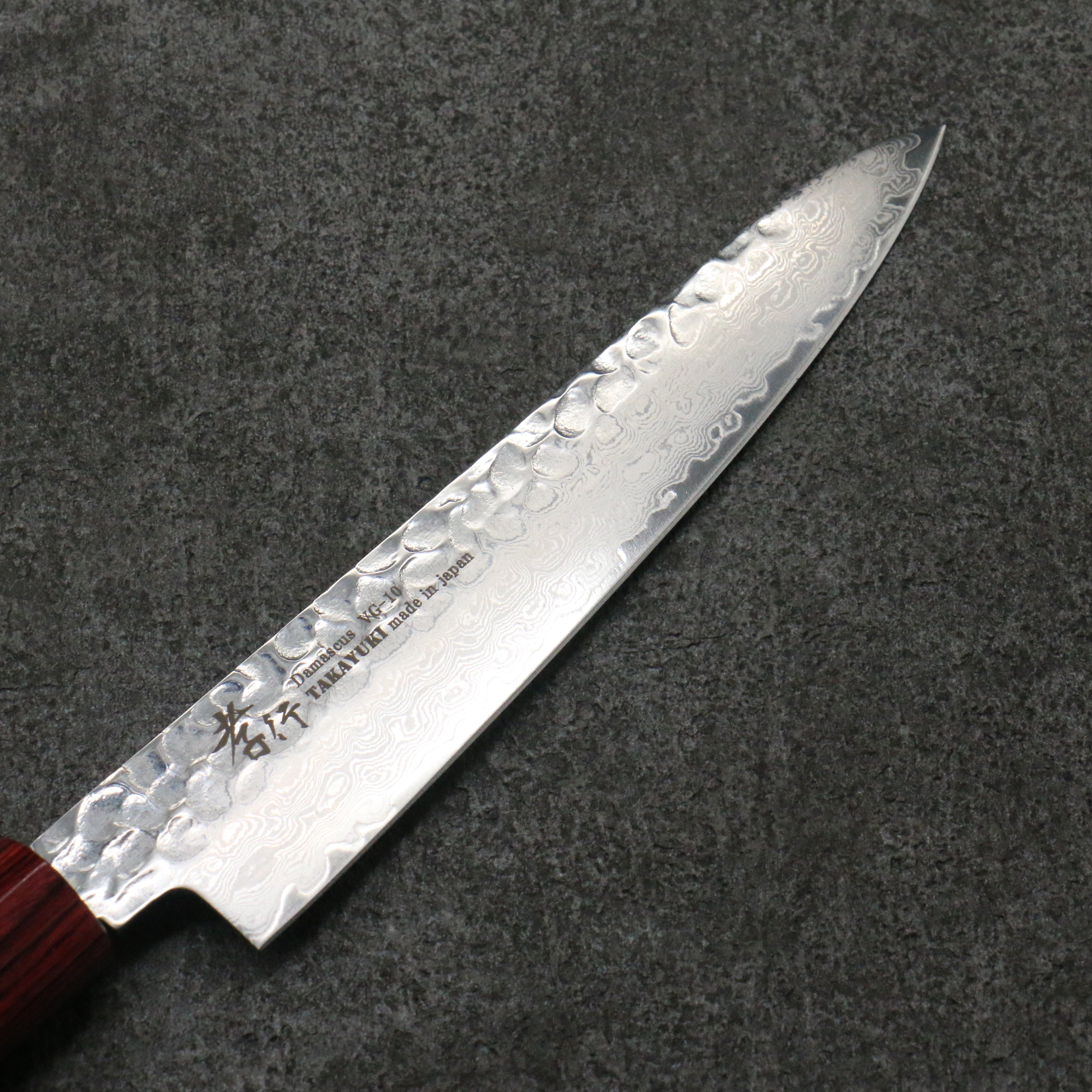 Sakai Takayuki VG10 Damascus Petty-Utility 150mm Shitan & Red Pakkawood Handle - Seisuke Knife