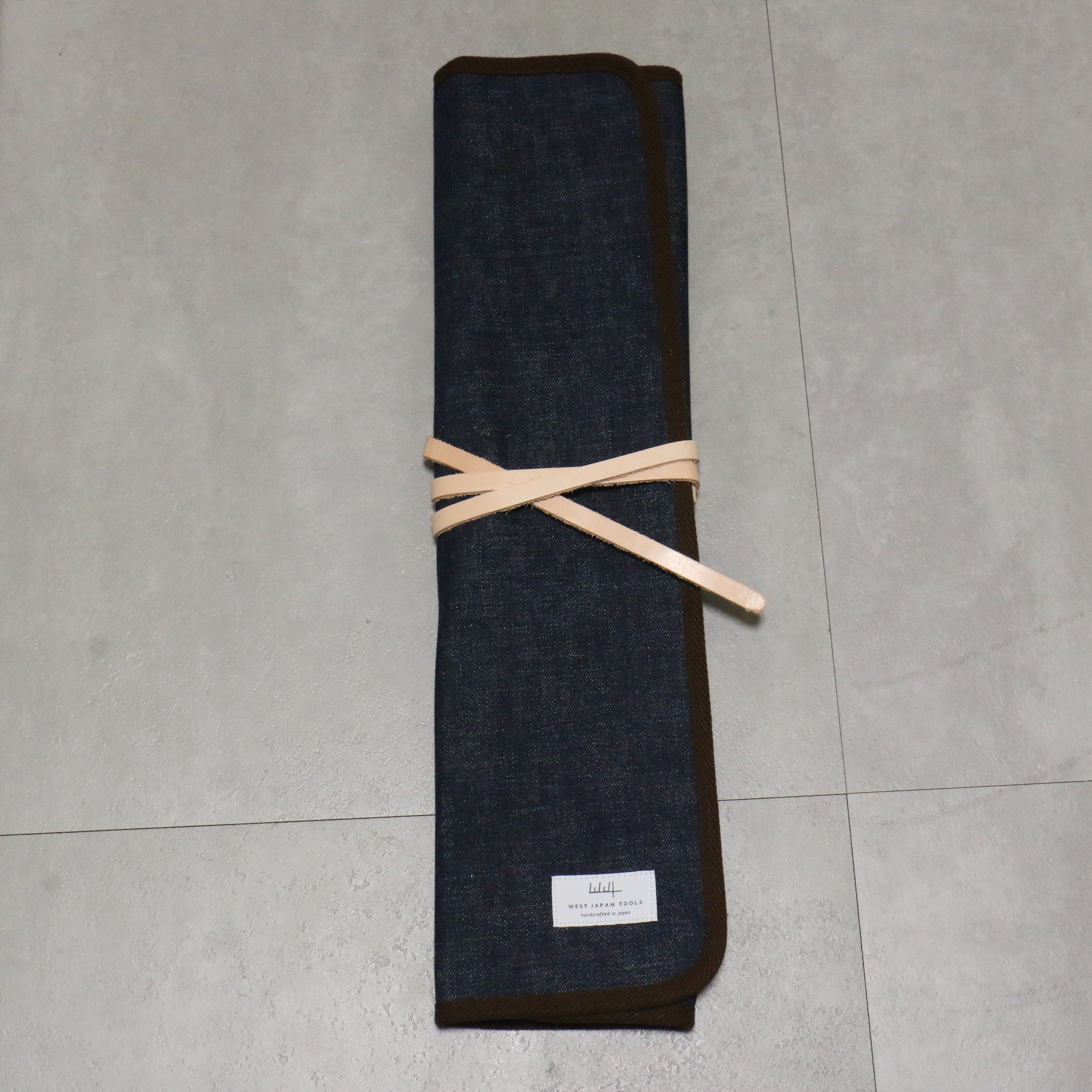 West Japan Tools Knife roll with 3 pockets Cloth Denim  390mm x 510mm - Seisuke Knife
