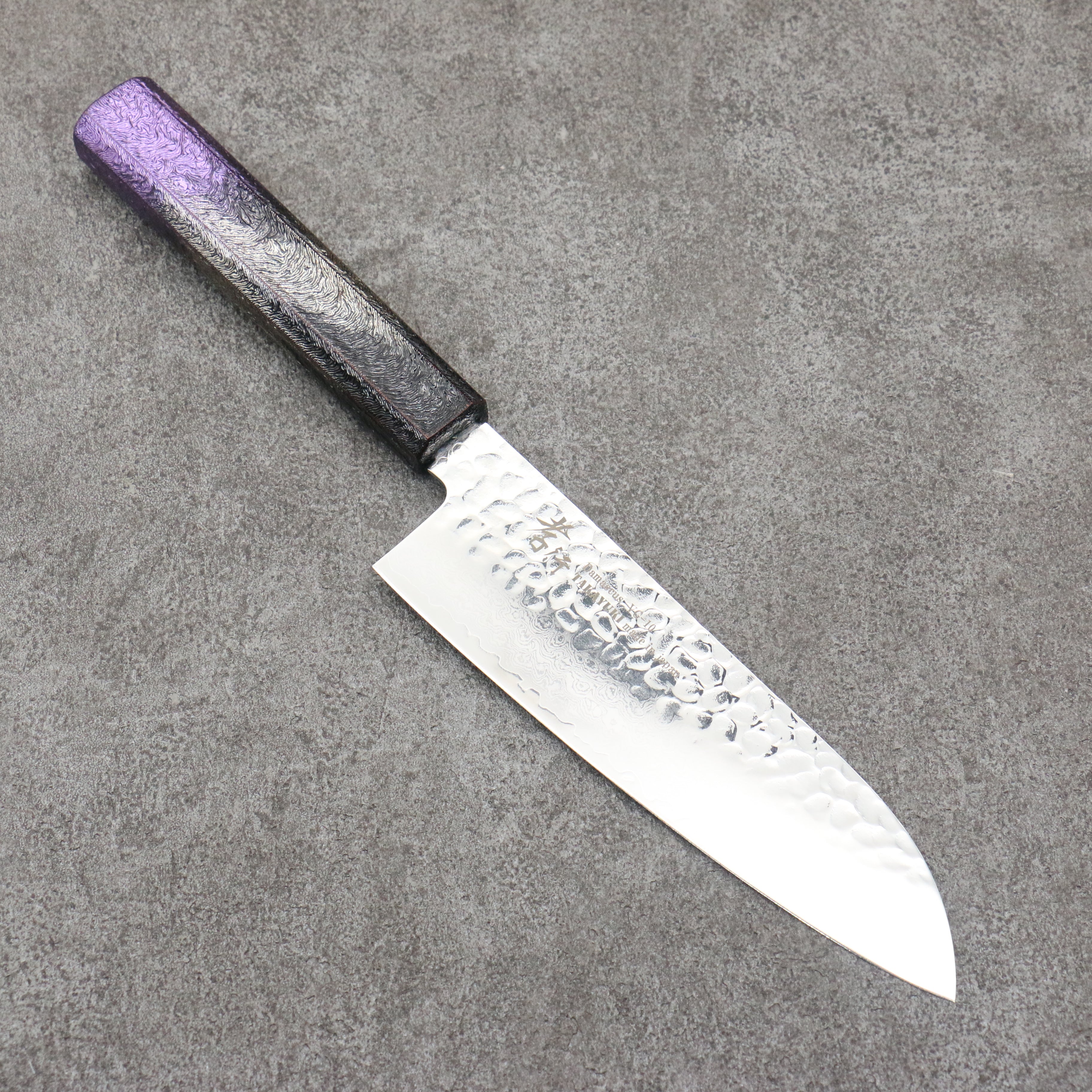 Sakai Takayuki Rinnou VG10 33 Layer Damascus Santoku170mm Purple LacqueredHandle - Seisuke Knife