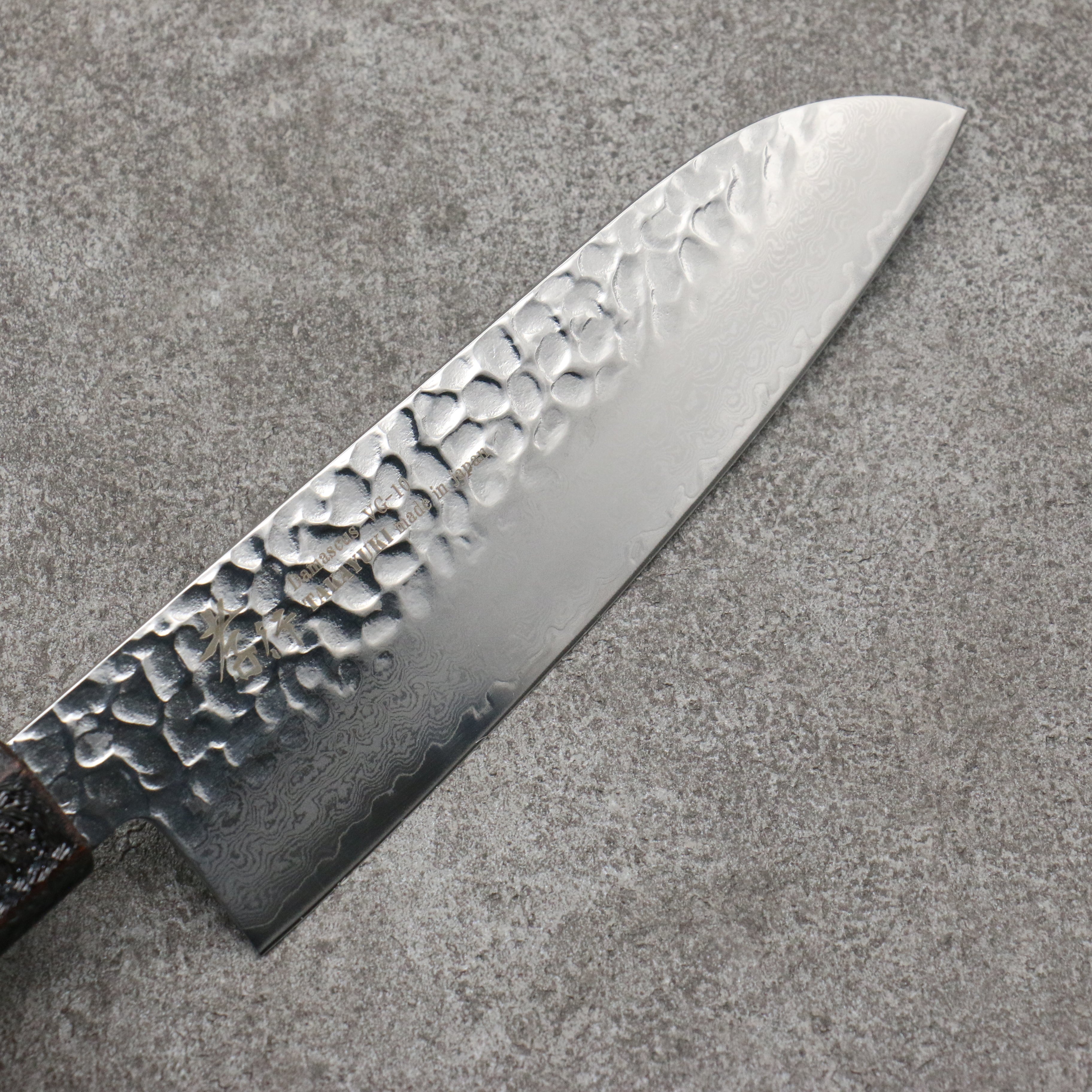 Sakai Takayuki Rinnou VG10 33 Layer Damascus Santoku170mm Purple LacqueredHandle - Seisuke Knife