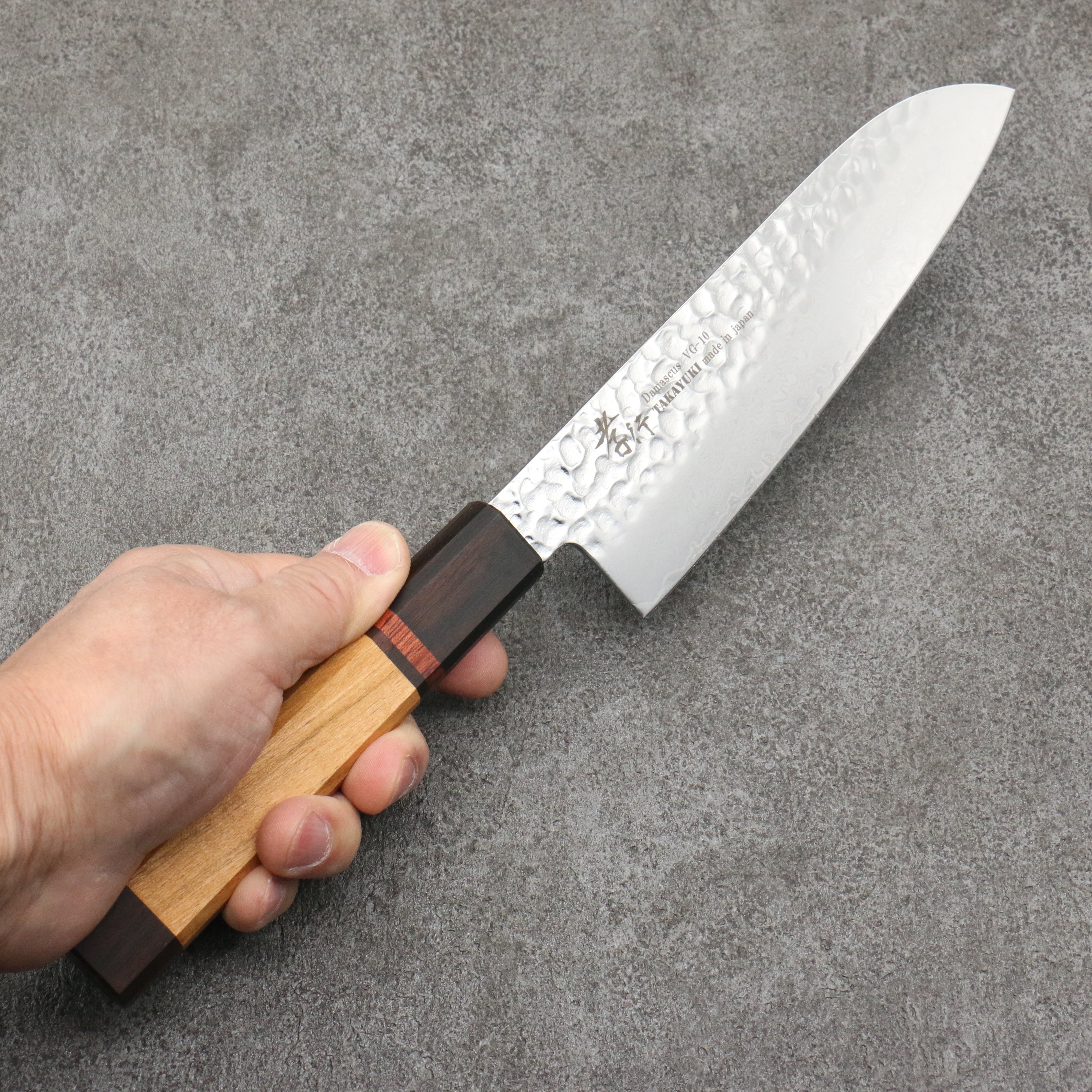 Sakai Takayuki VG10 33 Layer Damascus Santoku170mm Mountain cherry (12 sided) Handle - Seisuke Knife