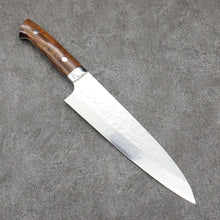  Takeshi Saji VG10 Hammered Damascus Cross Gyuto210mm Ironwood Handle - Seisuke Knife