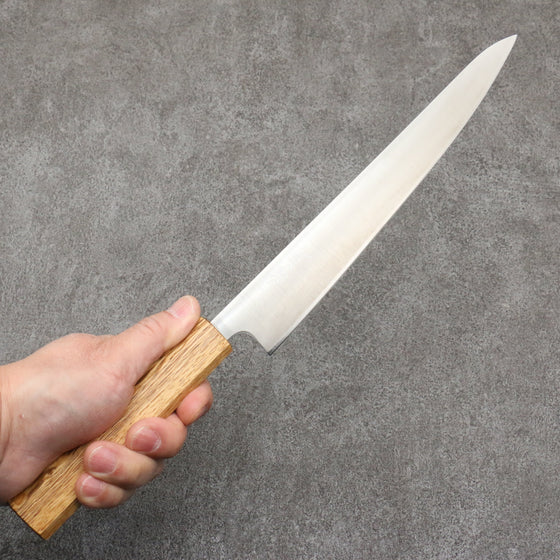 Seisuke Silver Steel No.3 Migaki Polish Finish Sujihiki240mm White Oak Handle - Seisuke Knife