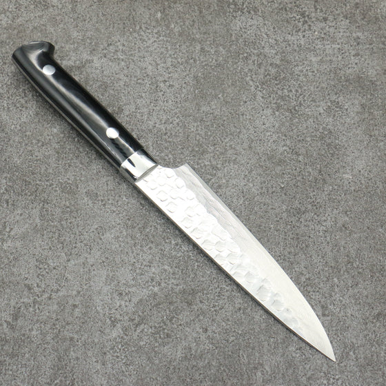 Takeshi Saji VG10 Hammered Damascus Cross Petty-Utility135mm Micarta (Cloud) Handle - Seisuke Knife