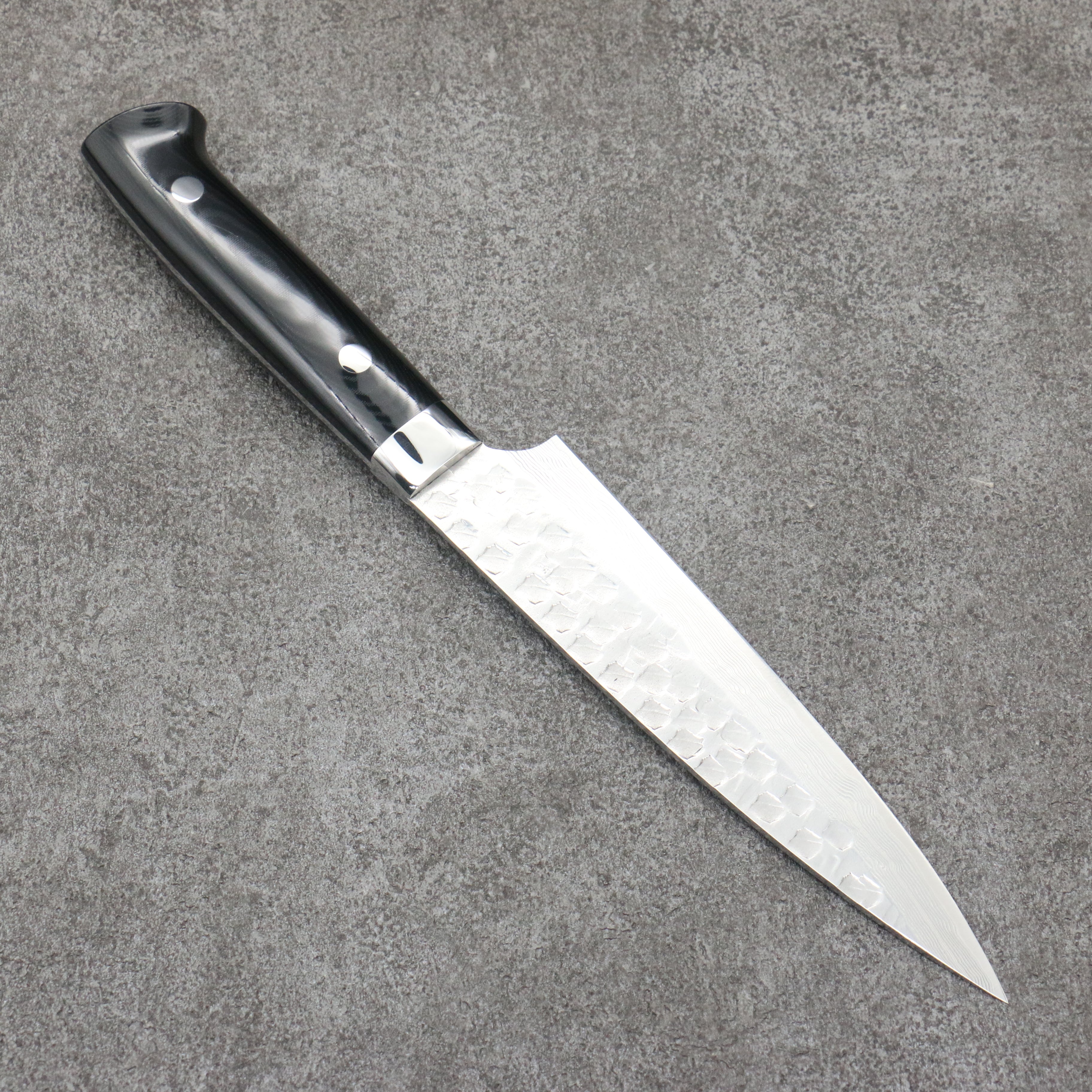 Takeshi Saji VG10 Hammered Damascus Cross Petty-Utility150mm Micarta (Cloud) Handle - Seisuke Knife