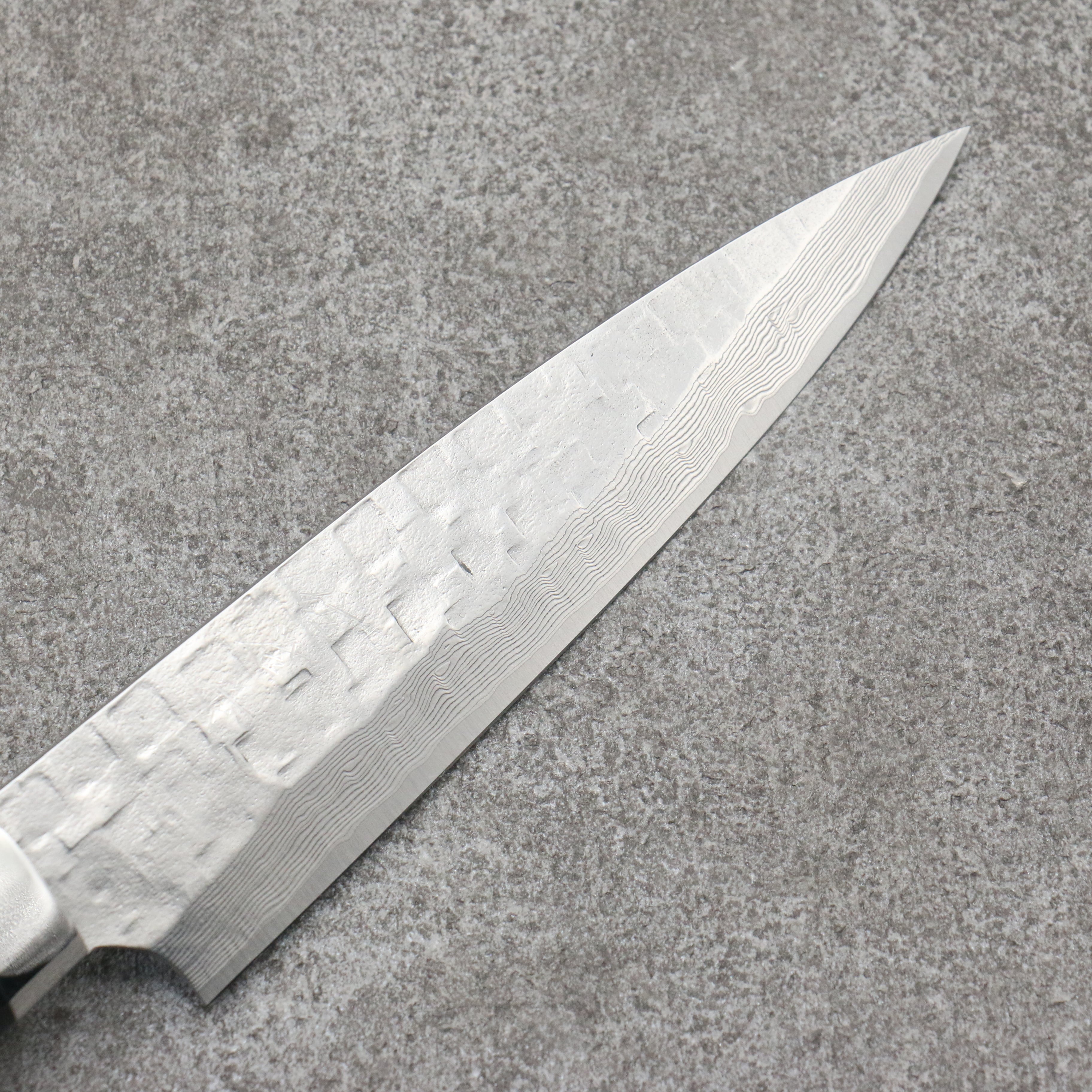 Takeshi Saji VG10 Hammered Damascus Cross Petty-Utility150mm Micarta (Cloud) Handle - Seisuke Knife