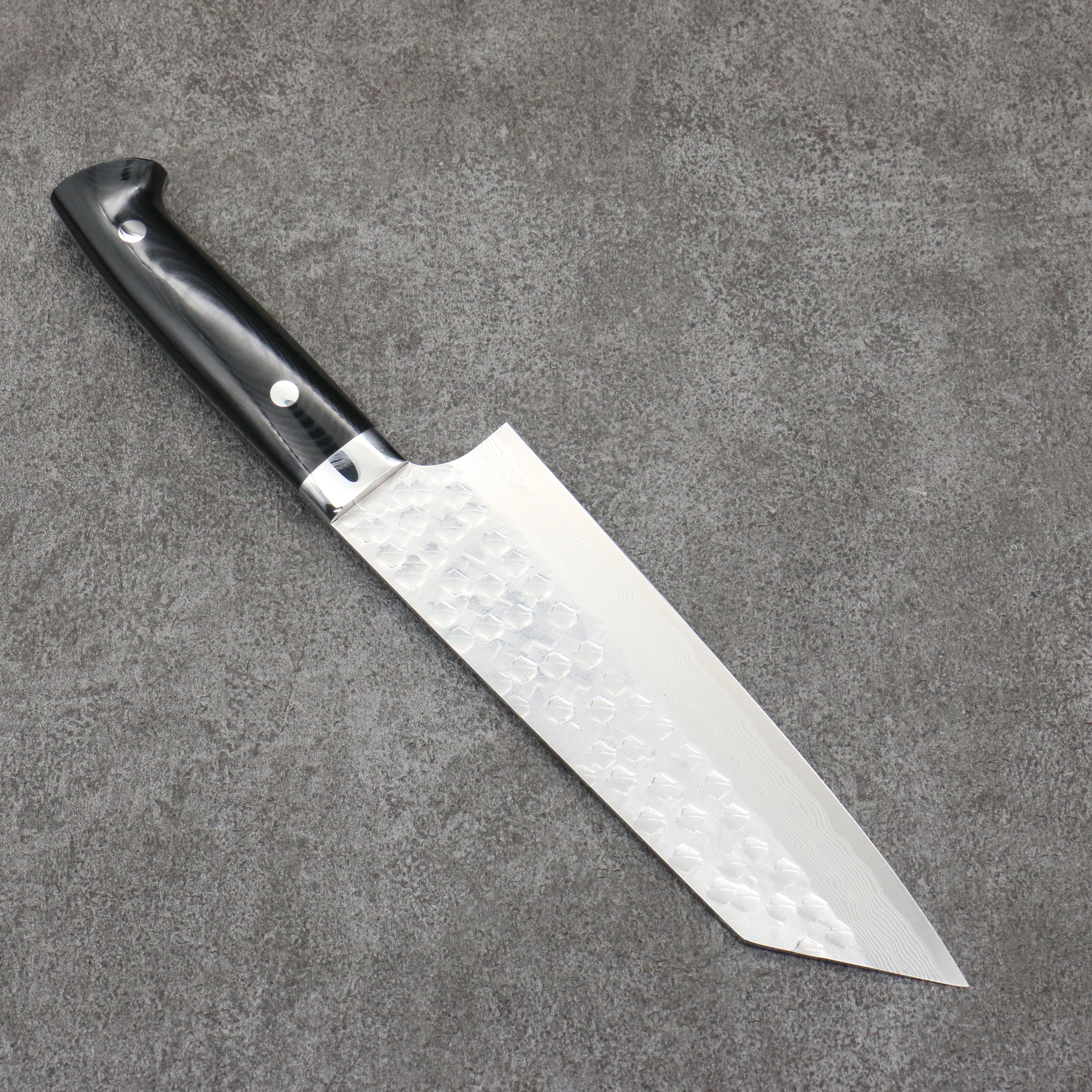 Takeshi Saji VG10 Hammered Damascus Cross Bunka180mm Micarta (Cloud) Handle - Seisuke Knife