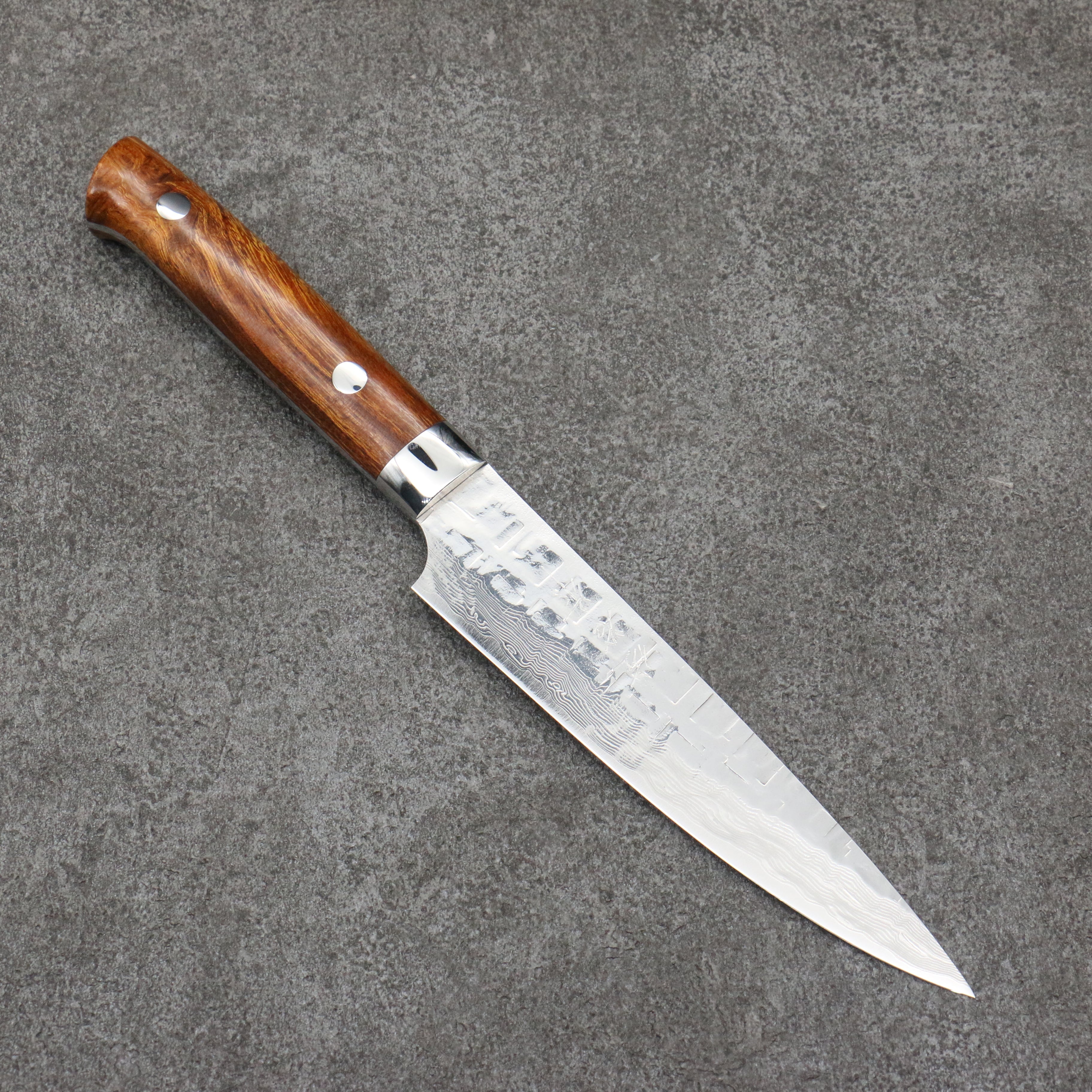 Takeshi Saji VG10 Hammered Damascus Cross Petty-Utility135mm Ironwood